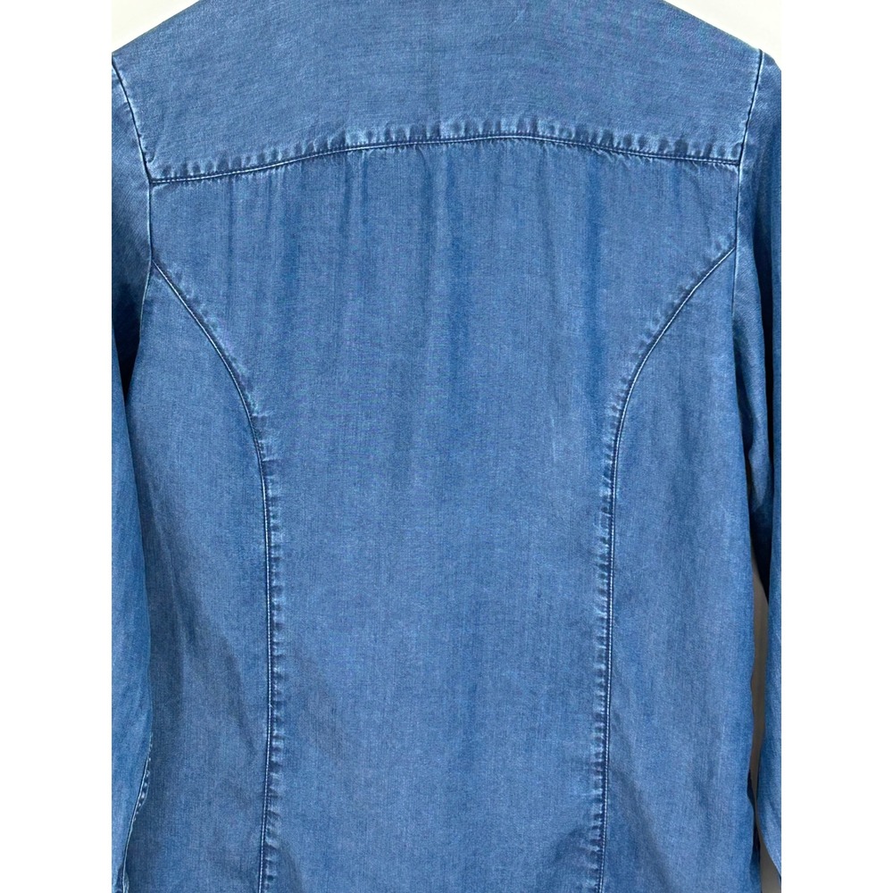 Coldwater Creek Womens Denim Shirt Tencel Lyocell Blue‎ Long Sleeve Button Up XS - Picture 3 of 8